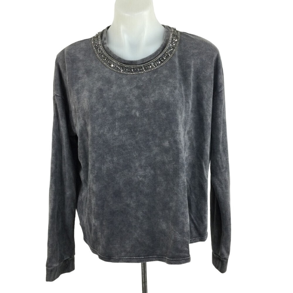 The Kooples Sport Sweatshirt Jewel Neckline Pullover Too Gray Size 3 US L